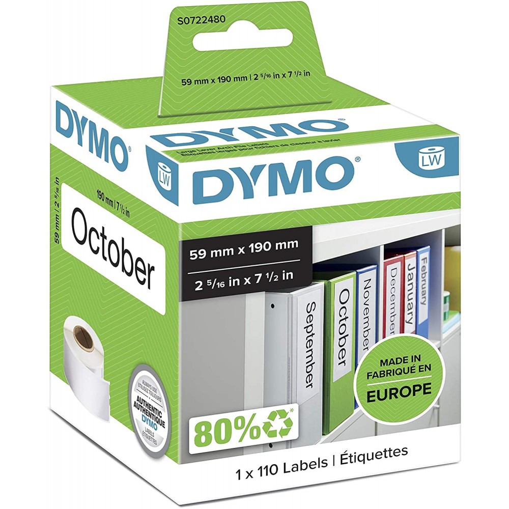 DYMO 99019 LW Geniş Klasör Sırt Etiketi 59x190mm / 110 lu Paket