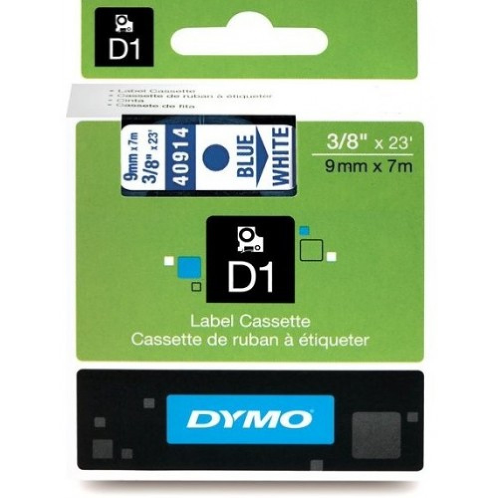DYMO 40914 Beyaz/Mavi D1 Yedek Şerit (9 mm x 7 mt)