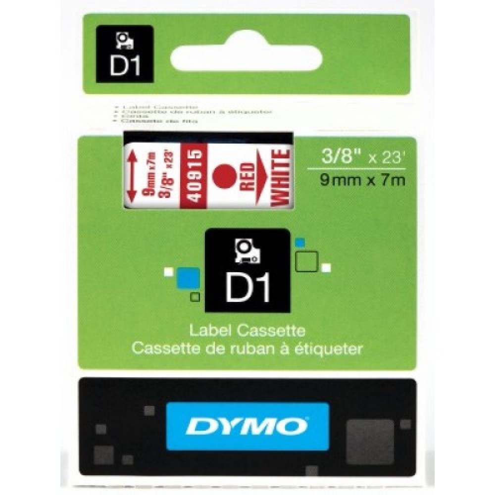 DYMO 40915 Beyaz/Kırmızı D1 Yedek Şerit (9 mm x 7 mt)