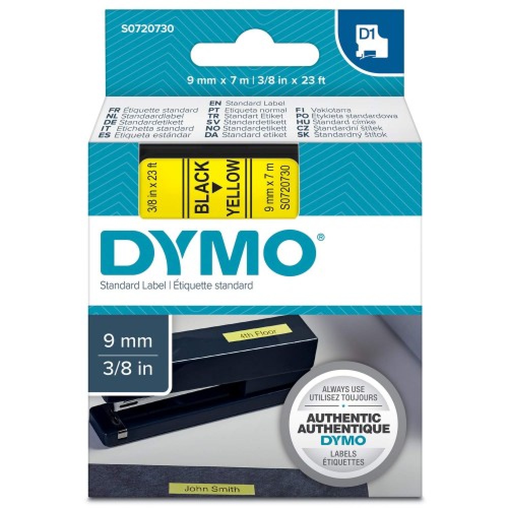 DYMO 40918 Sarı/Siyah D1 Yedek Şerit (9 mm x 7 mt)