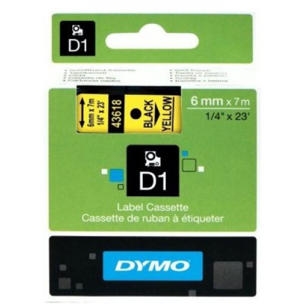 DYMO 43618 Sarı/Siyah D1 Yedek Şerit (6 mm x 7 mt)