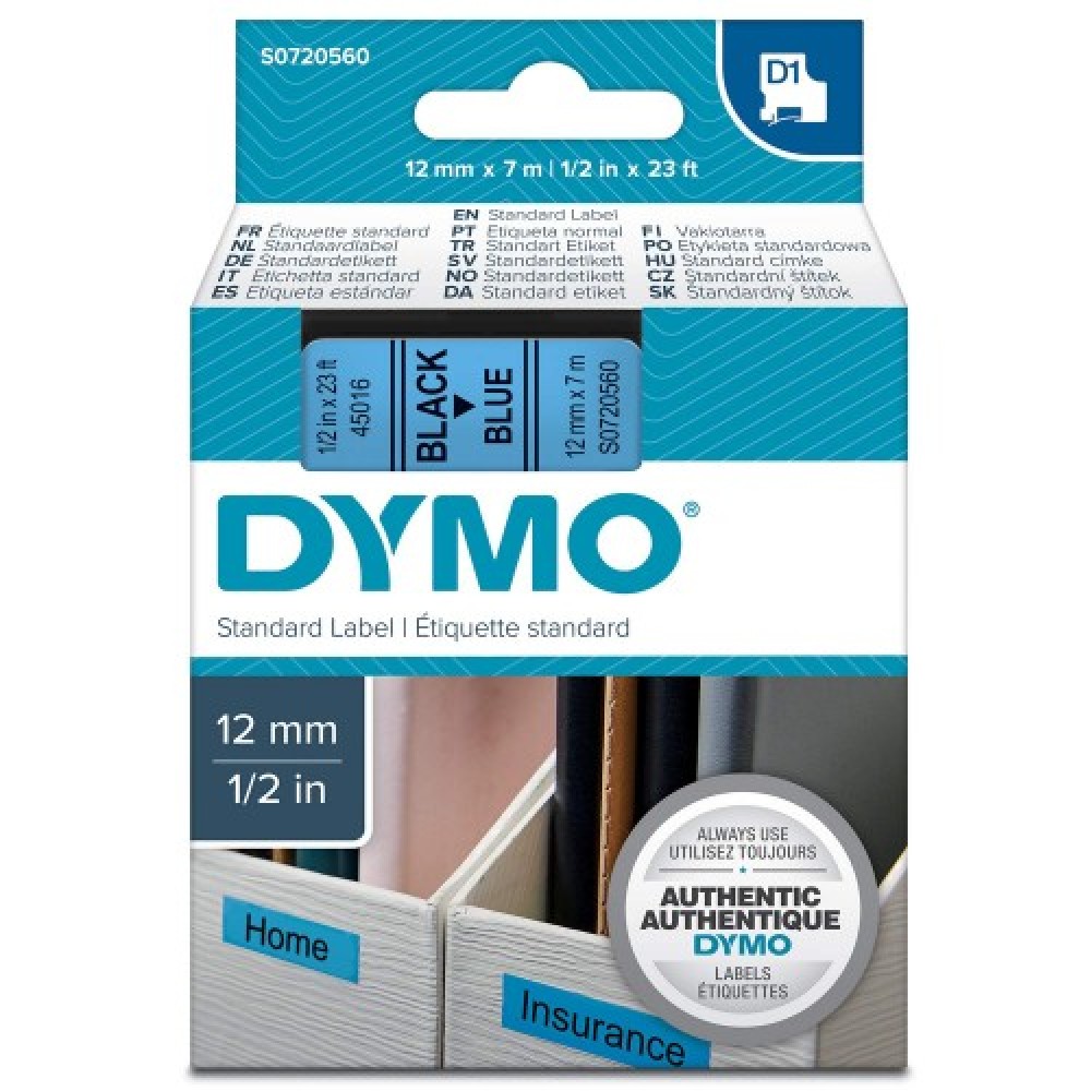 DYMO 45016 Mavi/Siyah D1 Yedek Şerit (12 mm x 7 mt)