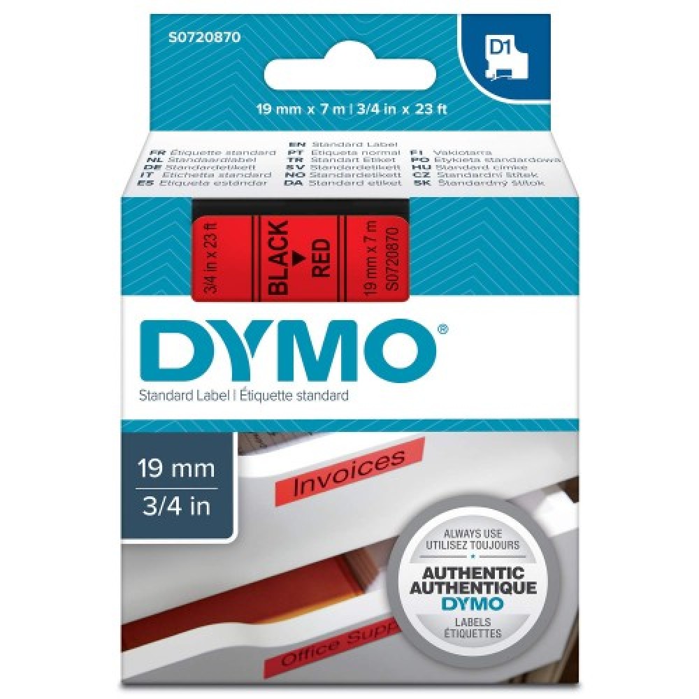 DYMO 45807 Kırmızı/Siyah D1 Yedek Şerit (19 mm x 7 mt)