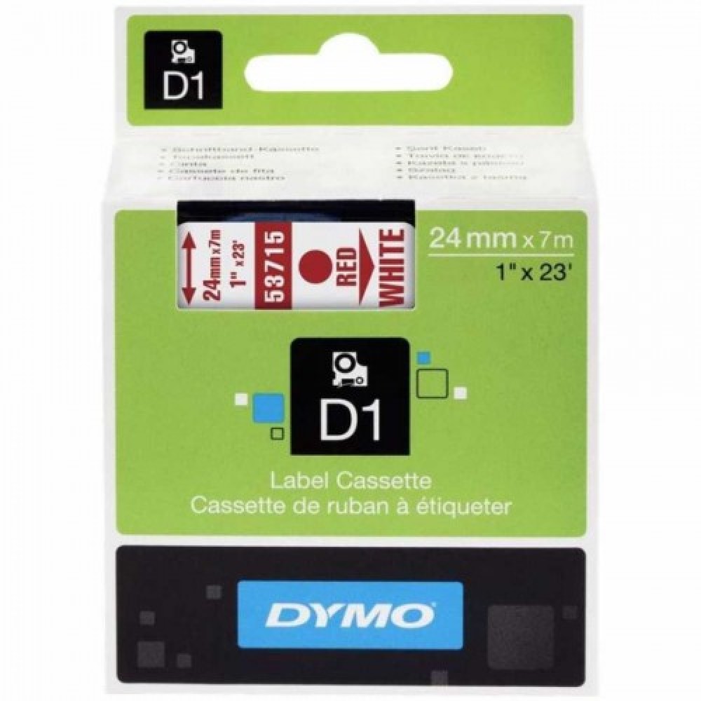 DYMO 53715 Beyaz/Kırmızı D1 Yedek Şerit (24 mm x 7 mt)