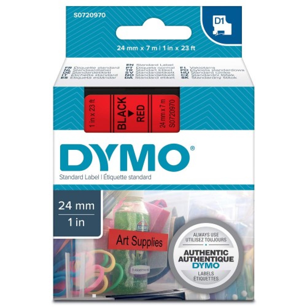 DYMO 53717 Kırmızı/Siyah D1 Yedek Şerit (24 mm x 7 mt)