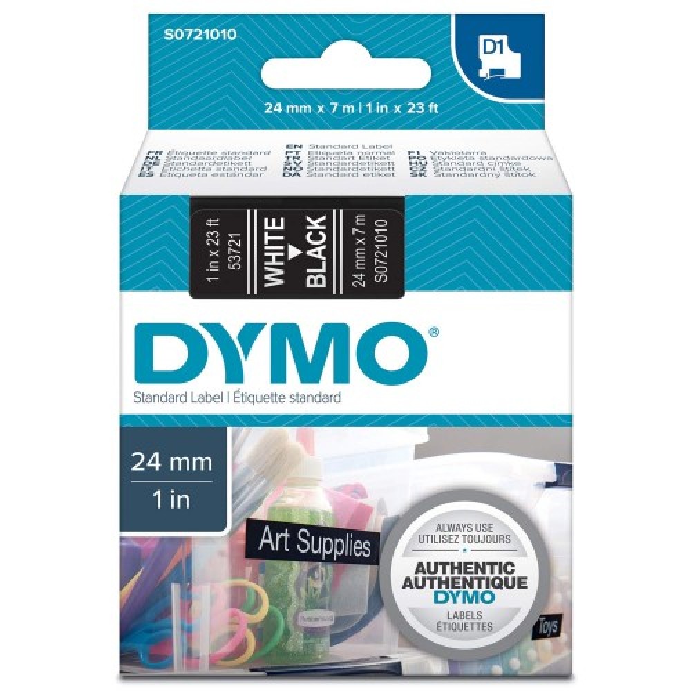 DYMO 53721 Siyah/Beyaz D1 Yedek Şerit (24 mm x 7 mt)