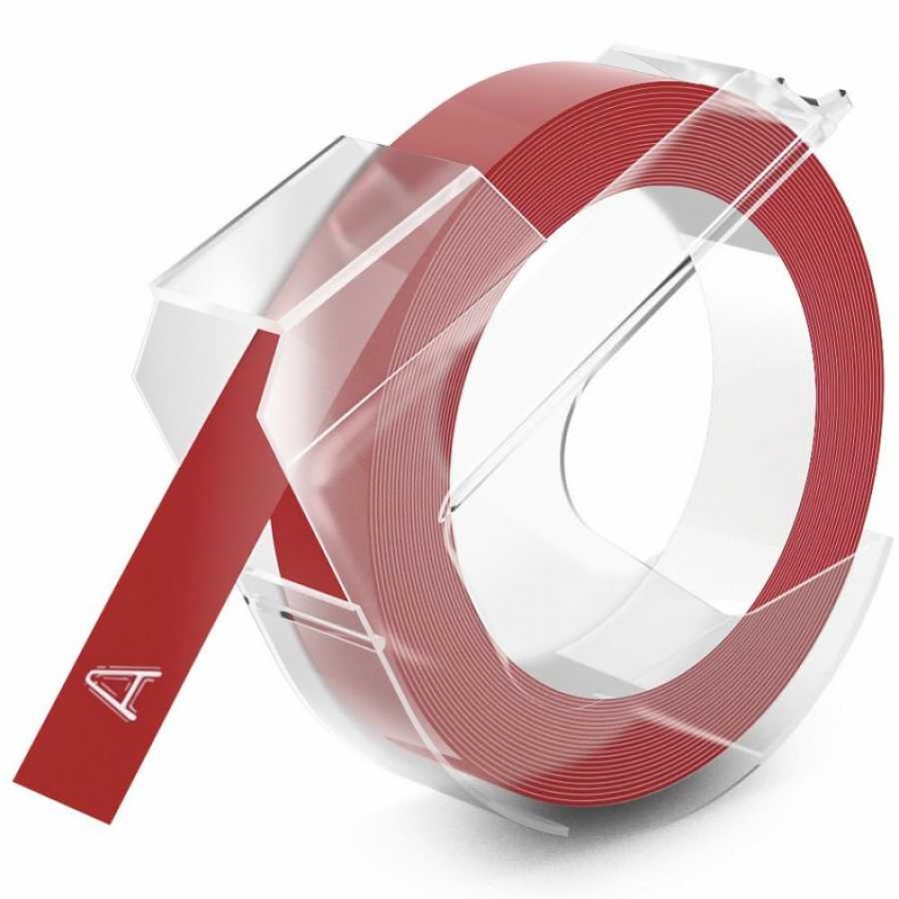 DYMO Kırmızı Plastik Kabartma Yedek Şerit (9mm x 3mt)