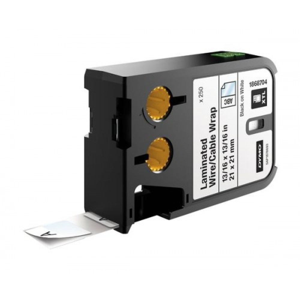 DYMO XTL 1868704 Lamineli Tel Kablo Etiketi 21x21mm Beyaz - Siyah (250 Adet)