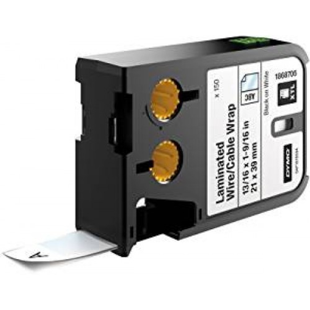 DYMO 1868705 XTL Lamine Tel / Kablo Etiketi 21x39mm Beyaz/Siyah 150 Adet