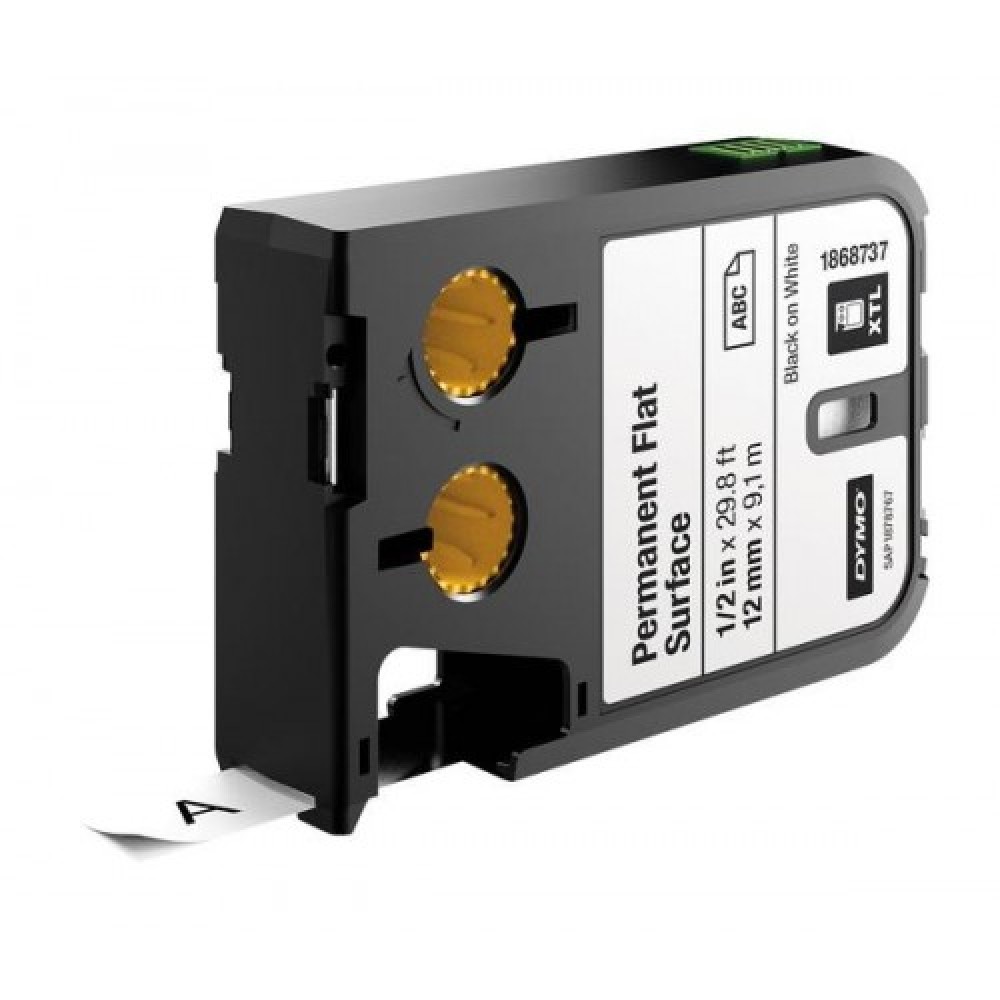 DYMO XTL 1868737 Permanent Polyester Etiket 12mm x 9,1m Beyaz - Siyah