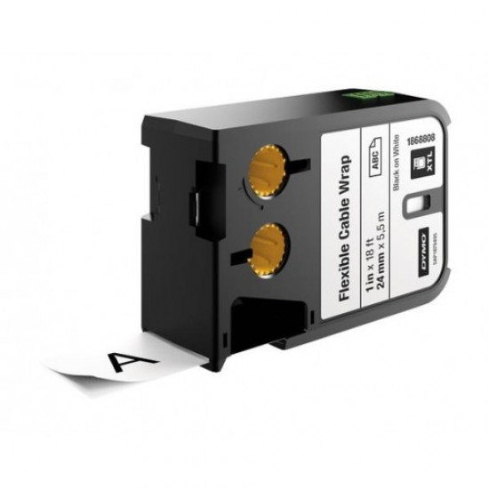 DYMO 1868808 XTL Esnek Naylon Kablo Etiketi 24mmx5,5m Beyaz/Siyah
