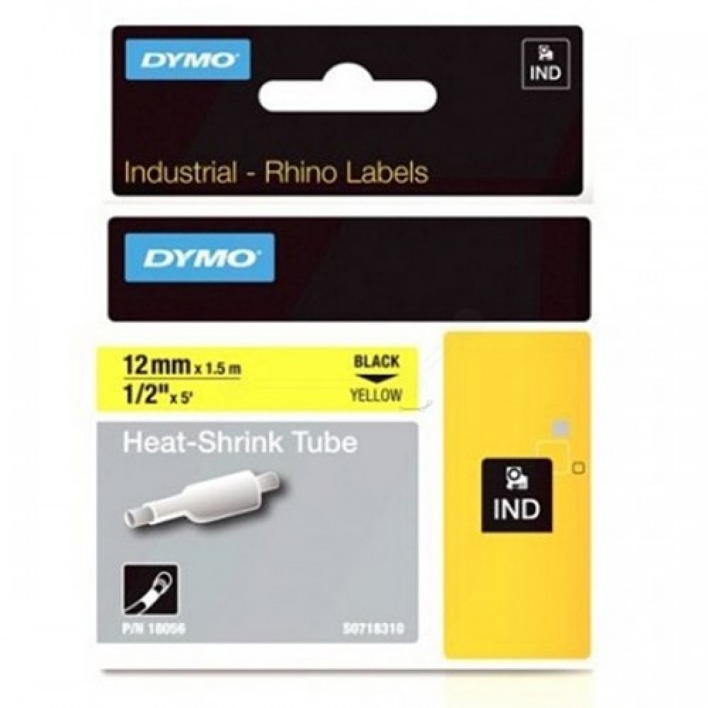 DYMO RhinoPRO 18056 Sarı/Siyah Isıyla Küçülen Şerit 12 mm x 1,5 mt