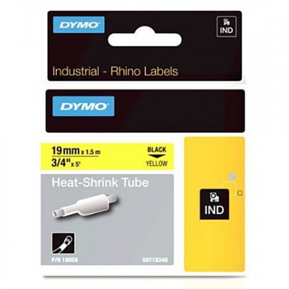 DYMO RhinoPRO 18058 Sarı/Siyah Isıyla Küçülen Şerit 19 mm x 1,5 mt